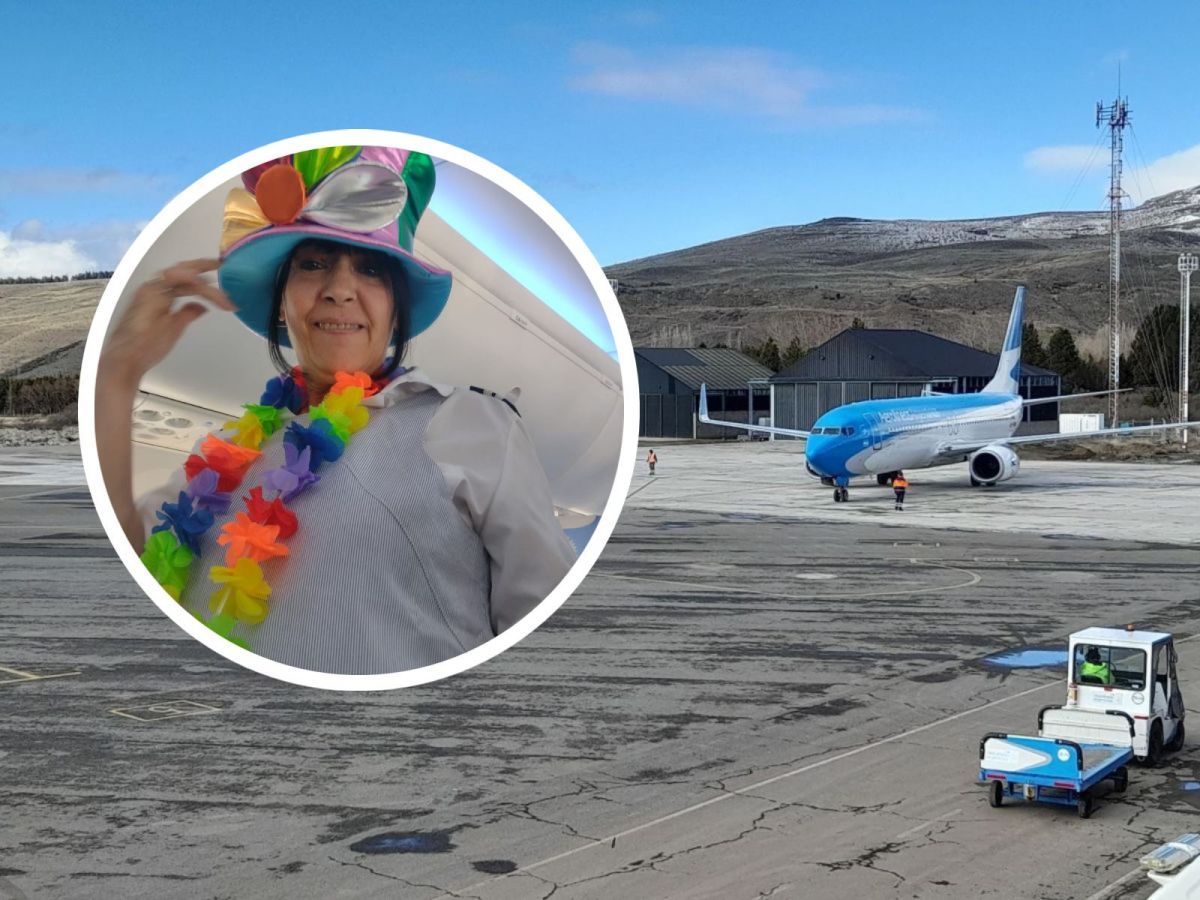 Una azafata se jubiló y su último vuelo fue desde el aeropuerto Chapelco: se ganó una ovación 