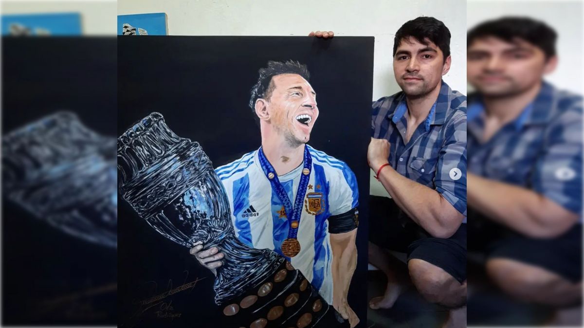 Es artista y futbolero, y busca un lugar en San Martín para pintar un mural de Lionel Messi